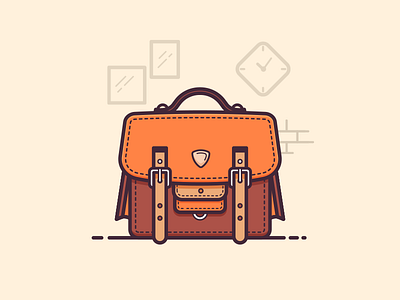 Office Bag 100days bag daily flat illustration lineart minimal office bag