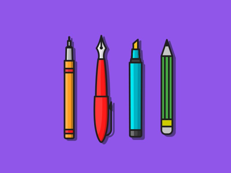 Writing Tool Set by vijay verma on Dribbble