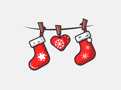 Socks 100days christmas flat lineart minimal red reindeer santa snow socks xmas