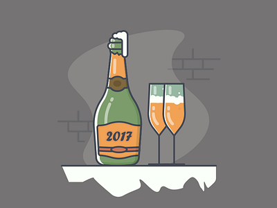 Champagne 100days celebrate champagne drink happy new year lineart minimal