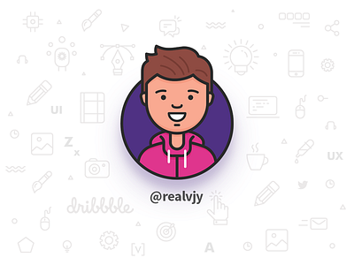 realvjy 2.0 avatar character flat lineart minimal pattern pink vijay