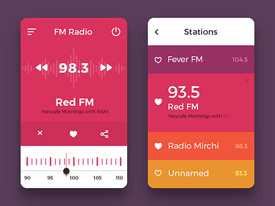 Radio UI Concept app color fm freebie list mobile radio ui ui ux