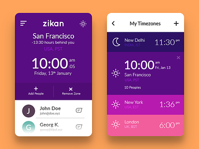 World Clock UI Concept - Zikan android app clock minimal mobile ui ux world clock zikan