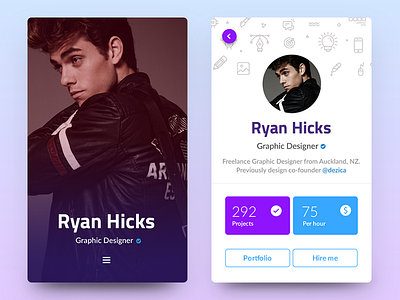 Freelance Profile UI Concept android app card freelance ios iphone material mobile profile ui user ux