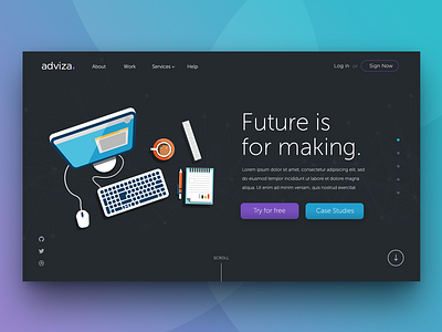 Parallax Scrolling Webpage - Adviza advertisment flat landing page parallax sale scrolling startup ui ux web design website