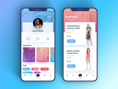Fashion Profile Concept fashion interface ios iphonex mobile app profile shop ui ux