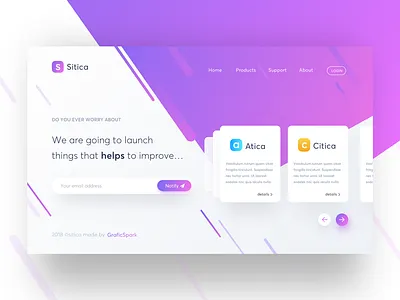 Freebie - Sitica Landing Page Concept #2 app flat freebies landing page minimal web webdesign