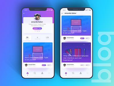 Blog Post Profile Concept blog interface ios iphonex post profile ui