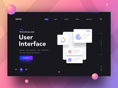 Veca - Landing Page dark flat gradient landing page minimal web