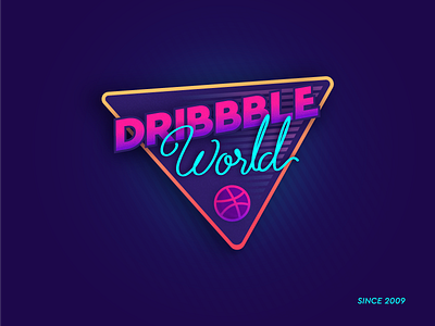 Dribbble World Retro Sticker badge dribbble illustration patch retro sticker stickermule typography