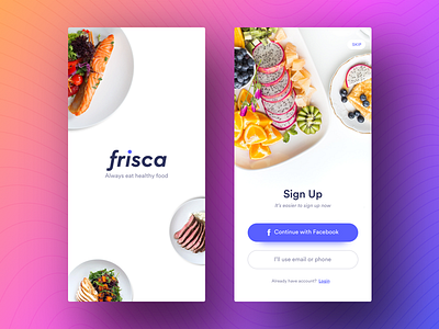 Signup & Login - Frisca app ui app clean ios iphonex login minimal register signup