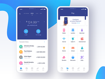 Main Dashboard and Pay screeen eversend ico ios iphone iphonex wallet