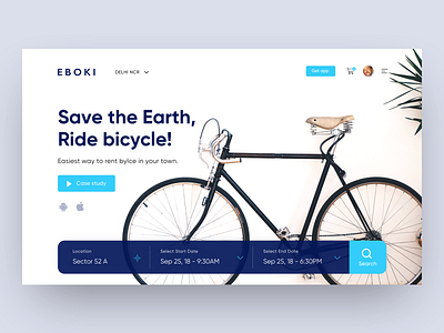 Eboki - Rent bicycle web UI bicycle bicycle app clean minimal rent ui web webdesign