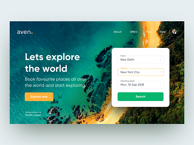 Aven - Book holiday UI app booking clean holiday minimal search travel app ui web