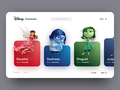 Disney Characters Web UI cartoon character daily ui disney interaction ui ux web design