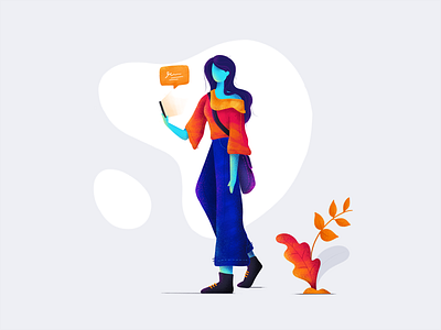 Waiting chat color colorful art girl illustration landing page modern art procreate uihues waiting