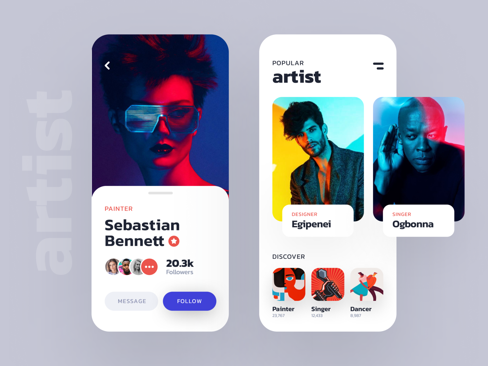 Artist listing app design by vijay verma on Dribbble