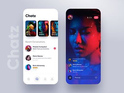 Chatz app UI app chat chat app ios iphone message message app minimal story ui ux