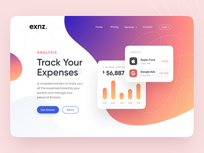 Exnz - Web UI app card ecommerce figma landingpage minimal payment ui ux webdesign