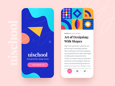 UISchool - app UI abstract blog blue card color daily design flat ios minimal pattern school ui