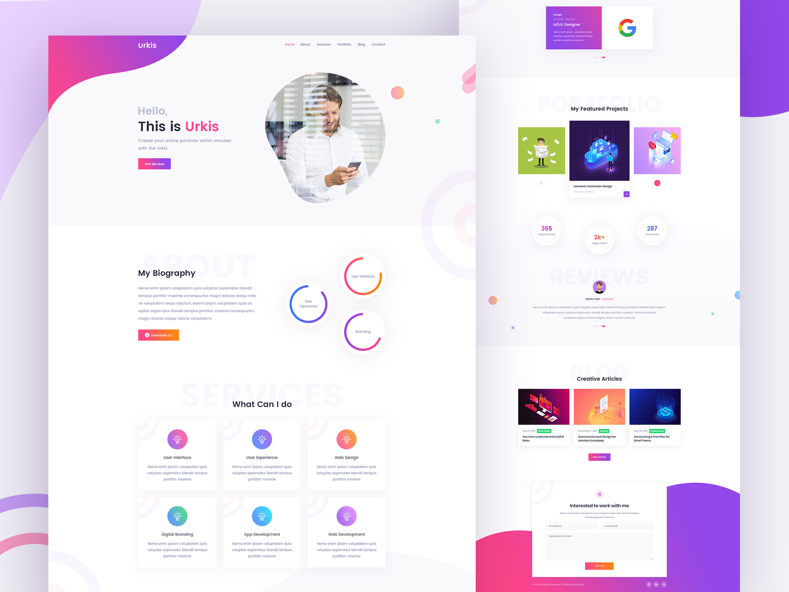 Urkis - Creative Portfolio Landing Page by Abdur Rahim on Dribbble