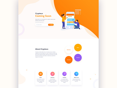Crypteus - Landing Page clean design coming soon page creative design crypteus gradient home page illustration landing page ui ux website design