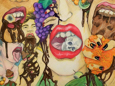 Edible Derangements (Pencil Version) coloredpencil illustration magazine illustration watercolor