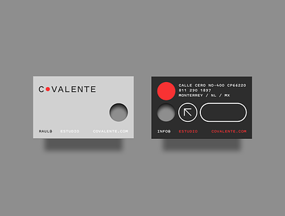 Covalente card design black branding business card diecut red stationery