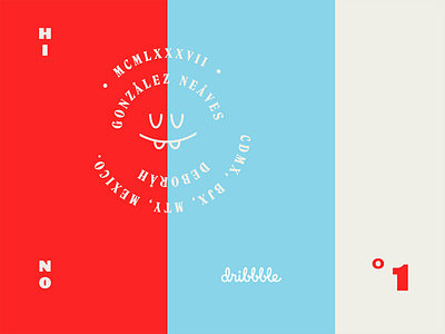 Hi Dribbble. blue debut red typography