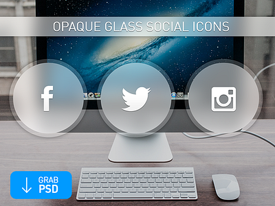 Opaque Glass Social Icons buttons effects icons psd website