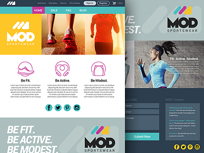 Mod Web colorful fitness flat parallax running ui ux website