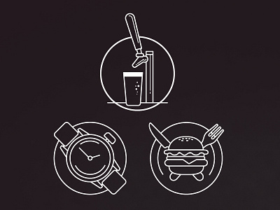 Custom Illustrated Icons beer burger icon design illustrated tap watch