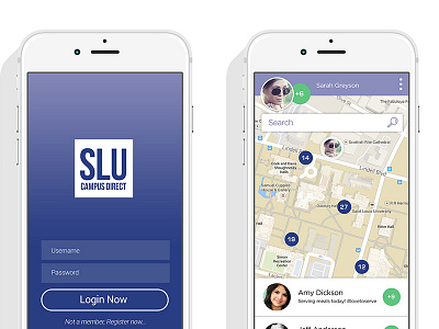 SLU Campus Direct college icons map social networking ui design user experience