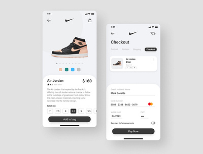 Nike redesigned Credit card checkout dailyui ecommerce nike product product design shoe ui