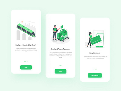 Railway App Onboarding Screens app design illustration interaction mobile onboarding train transport travel ui uiux ux