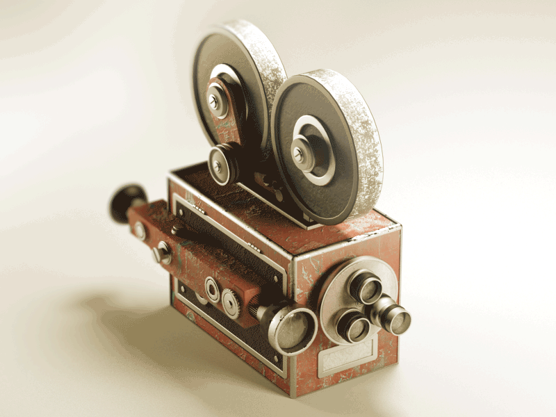 Old School 3d c4d camera film hollywood isometric movie old school