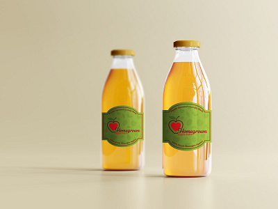 Homegrown Apple Juice Label apple bottle branding colors design drink graphic design illustration label logo vector