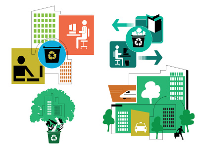Green Recycling adobe illustrator e waste editorial environment environment recycle environmentally friendly graphic design graphic illustration green city green recycling green waste illustration logo portfolio recycling secure security spot illustration urban life vector