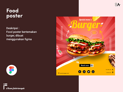 Burger food poster beef burger design figma food graphic design idn boarding school meet poster