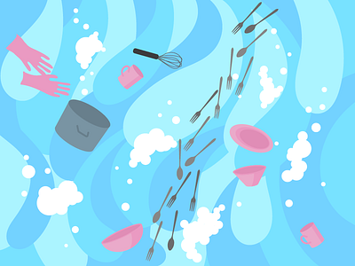Washing Dishes dishes food illustrator soap water