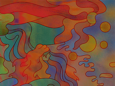 Nourishment, Final abstract fiery hair illustrator organic photoshop psychedelic random rivers sun texture warm