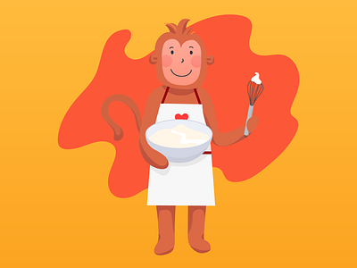 Look who it is! baking character cooking flat illustrator monkey