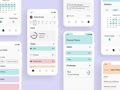 Streak | Habit Tracker app appdesign dailyui design figma figmadesign habitbuilder homepage productivity productivityapp screens trackingapp ui uicasestudy uidesign uiscreens