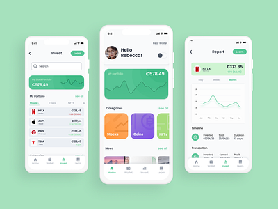 Finnie | Finance App app appdesign appscreens banking crypto cryptocurrency dailyui design figma figmadesign financeapp fintech fintechapp homepage ui uicasestudy uiux userexperience userinterface
