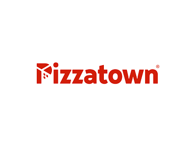 Pizzatown branding city food logo negative space pizza street tasty town wordmark