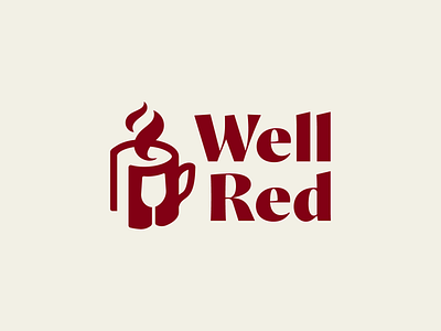 Well Red book bookstore cafe club coffee cup glass literature logo negative space wine