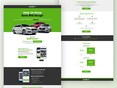 Carzilla Landing Page auto car landing page sales startup