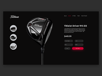 Titleist 915 D3 Driver card card daily dailyui driver golf product card shop titleist ui uiux user experience ux