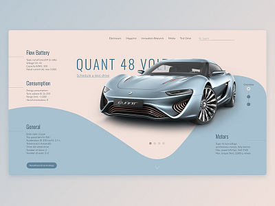 Quant 48Volt presentation card automobile blue catalog color concept concept car design electro car electrocar quant quant 48 volt shop typography ui uiux ux