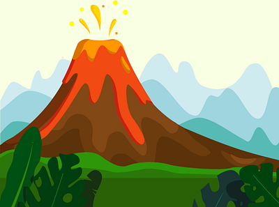 Volcano design flatdesign illustration nature volcano
